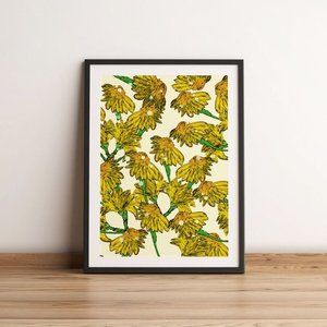 Framed hand painted‎ flowers  wall art